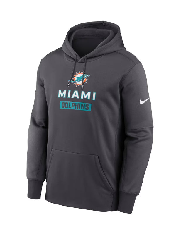 Miami Dolphins Nike Anthracite Toss Sweep Performance Hoodie