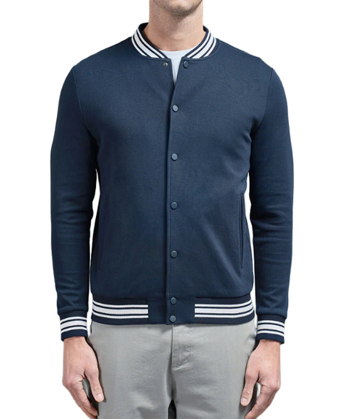 Men’s Navy Blue Lettermen Varsity Jacket  - Recreated