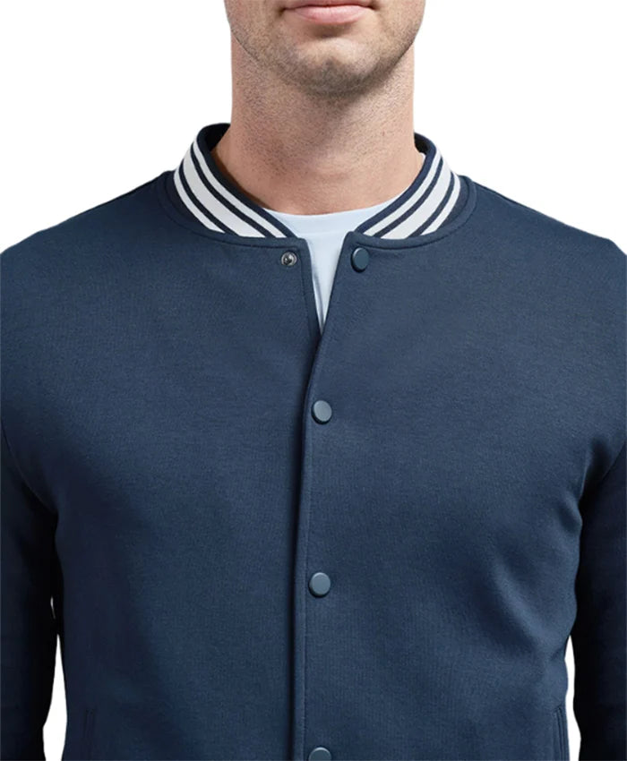 Men’s Navy Blue Lettermen Varsity Jacket  - Recreated
