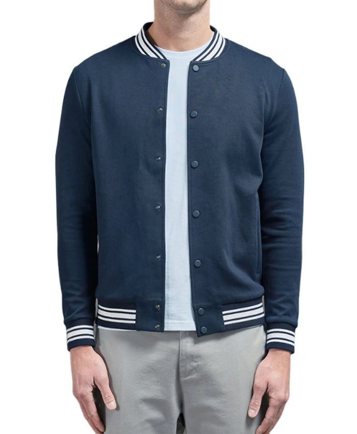 Men’s Navy Blue Lettermen Varsity Jacket  - Recreated