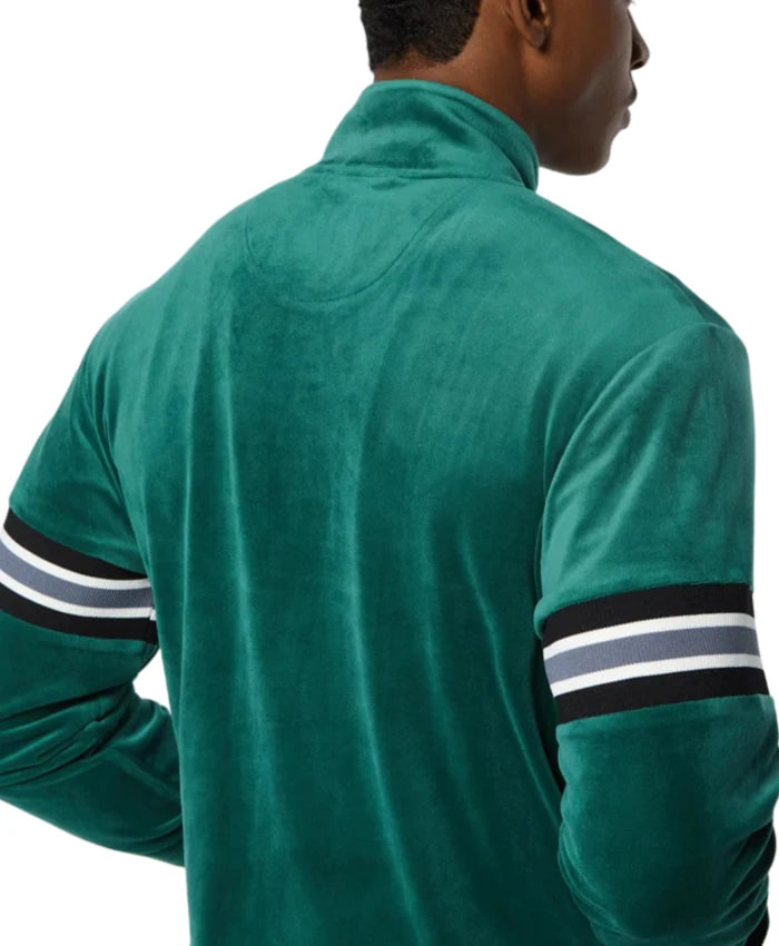 Mens Velvet Green Striped Bomber Jacket  - Recreated