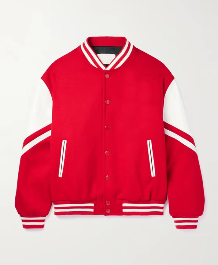 Men’s Red Lettermen Wool Varsity Jacket  - Recreated