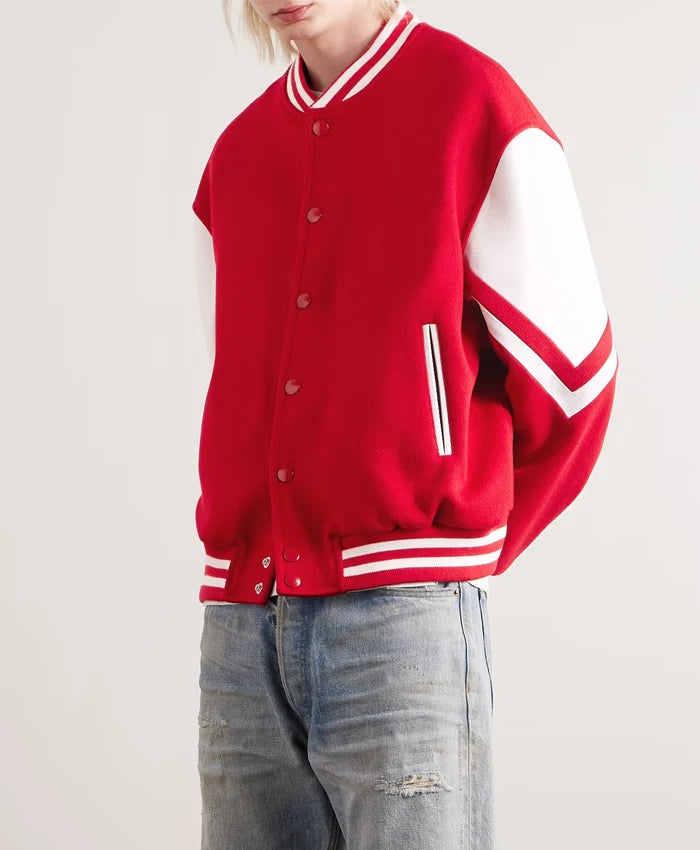 Men’s Red Lettermen Wool Varsity Jacket  - Recreated
