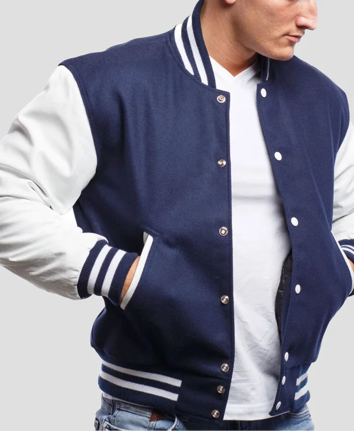 Men’s Royal Blue Varsity Lettermen Jacket  - Recreated