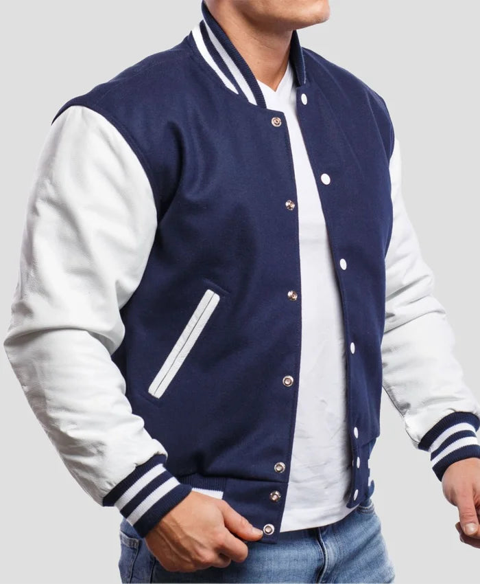 Men’s Royal Blue Varsity Lettermen Jacket  - Recreated