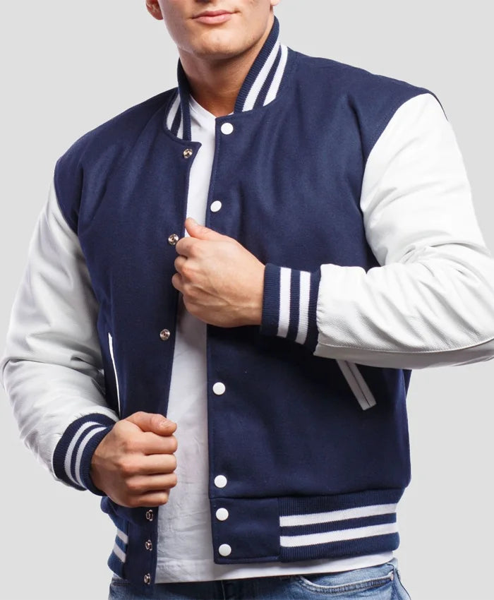 Men’s Royal Blue Varsity Lettermen Jacket  - Recreated