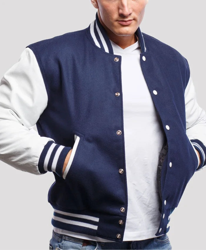 Men’s Royal Blue Varsity Lettermen Jacket  - Recreated