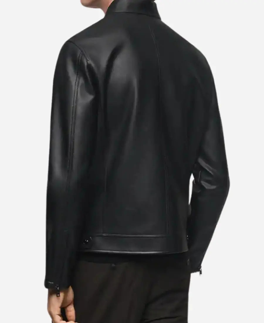 Men’s Stylish Black Leather Zip Up Jacket
