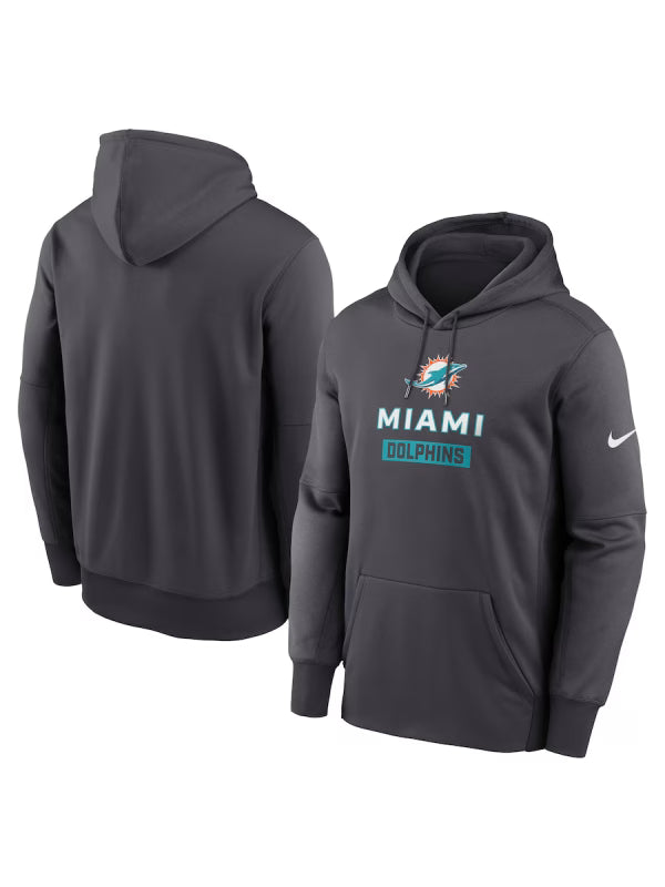 Miami Dolphins Nike Anthracite Toss Sweep Performance Hoodie