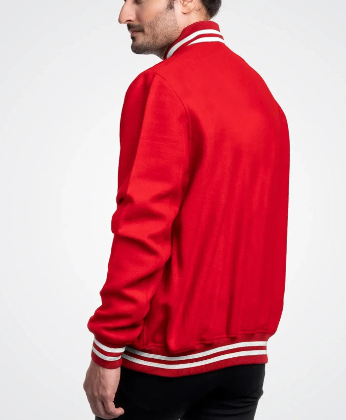 Mondor Red Wool Varsity Jacket  - Recreated
