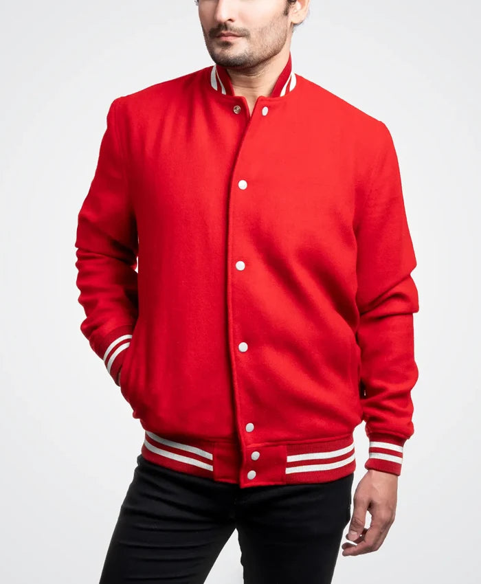 Mondor Red Wool Varsity Jacket  - Recreated