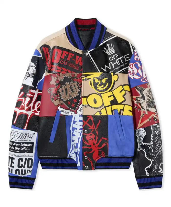 Off White Multipatch Varsity Jacket  - Recreated