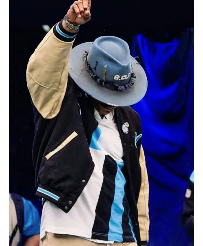 NFC Wild Card Playoffs Cam Newton Panthers Varsity Jacket - Recreated  - Recreated