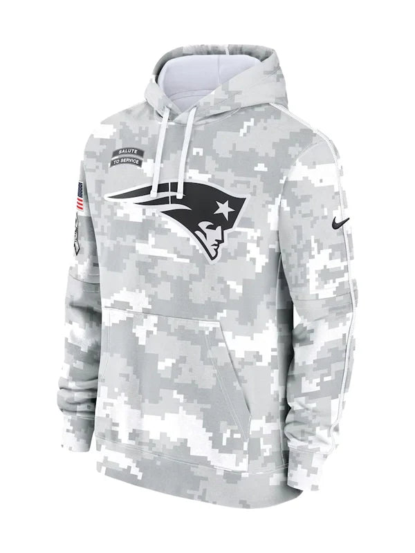 2024 New England Patriots Arctic Camo Salute to Service Hoodie
