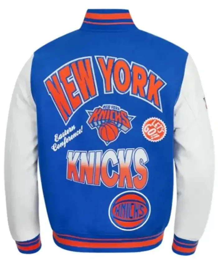 New York Knicks Turn It Up Varsity Jacket  - Recreated