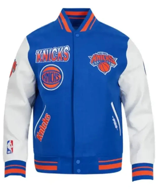 New York Knicks Turn It Up Varsity Jacket  - Recreated