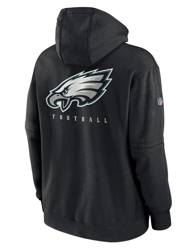 Philadelphia Eagles Black Sideline Club Pullover Hoodie