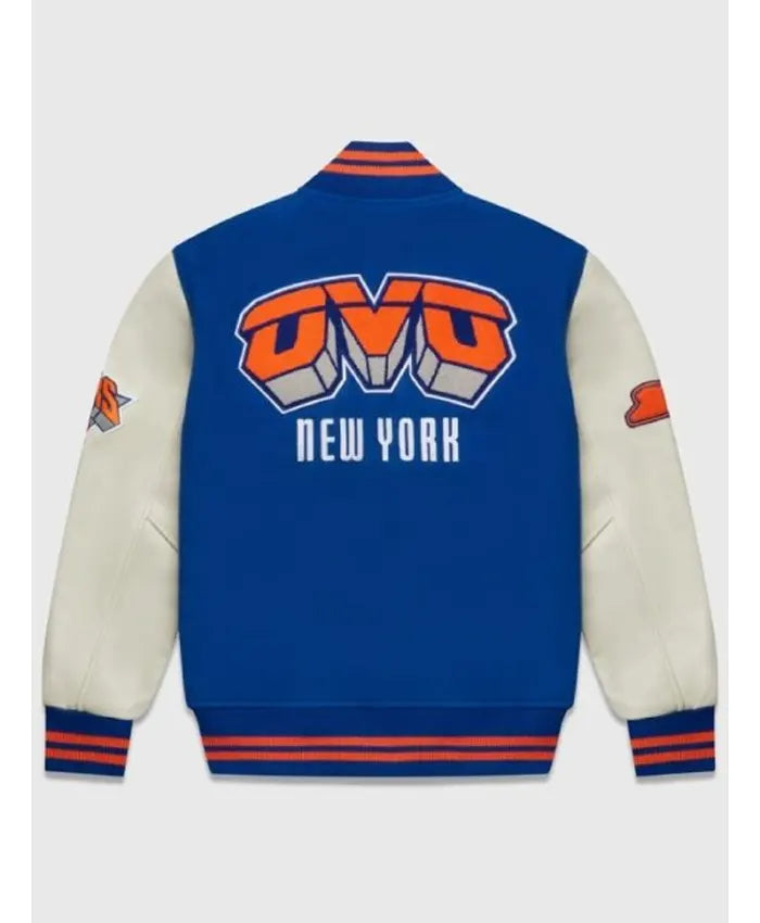 OVO Knicks Blue Varsity Jacket  - Recreated