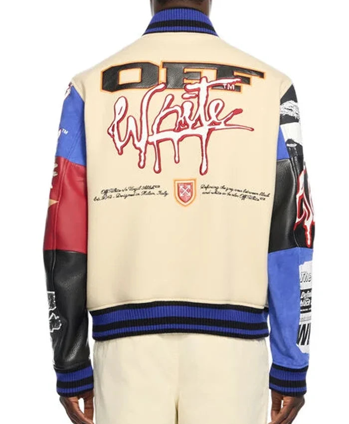 Off White Multipatch Varsity Jacket  - Recreated