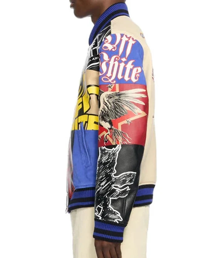 Off White Multipatch Varsity Jacket  - Recreated