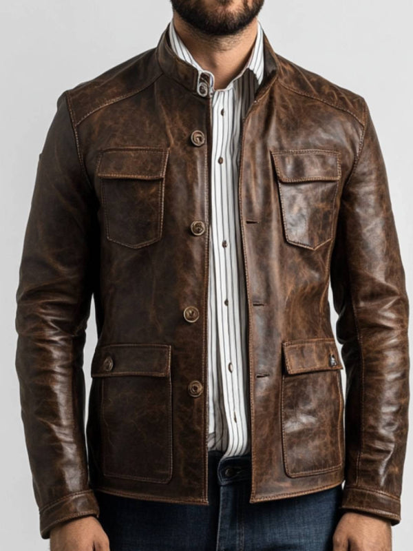 Oscar Leather Brown Jacket - Men Leather Jacket Brown