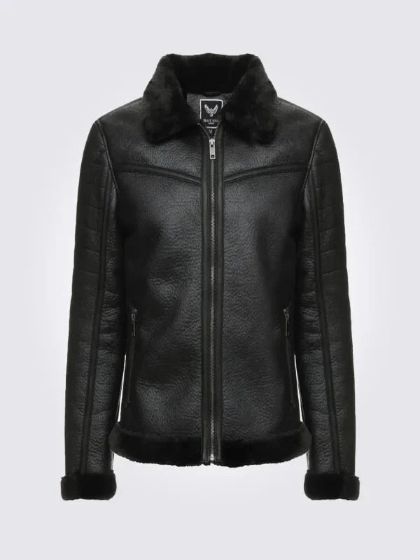 Brave Black Shearling Leather Jacket