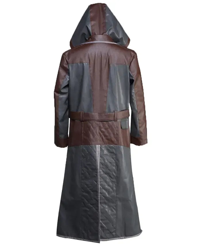PUBG Brown and Grey Leather Coat With Hoodie