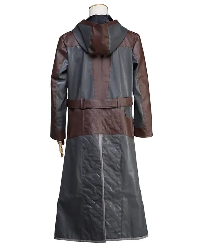 PUBG Brown and Grey Leather Coat With Hoodie