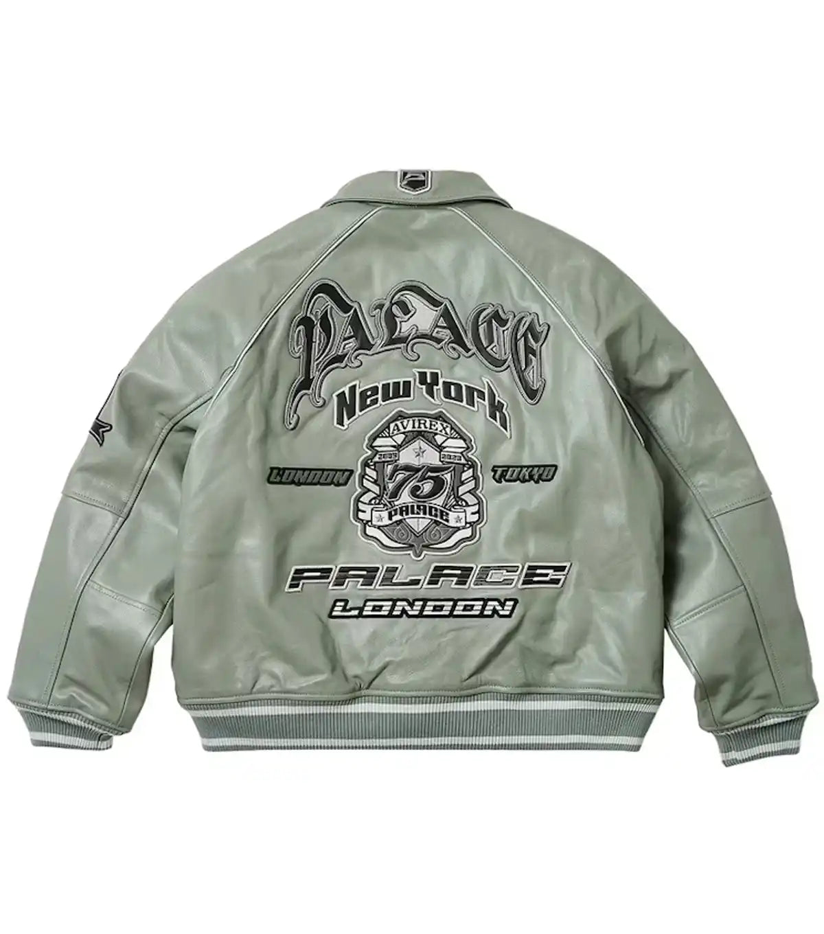Palace x Avirex Grey Varsity Jacket  - Recreated