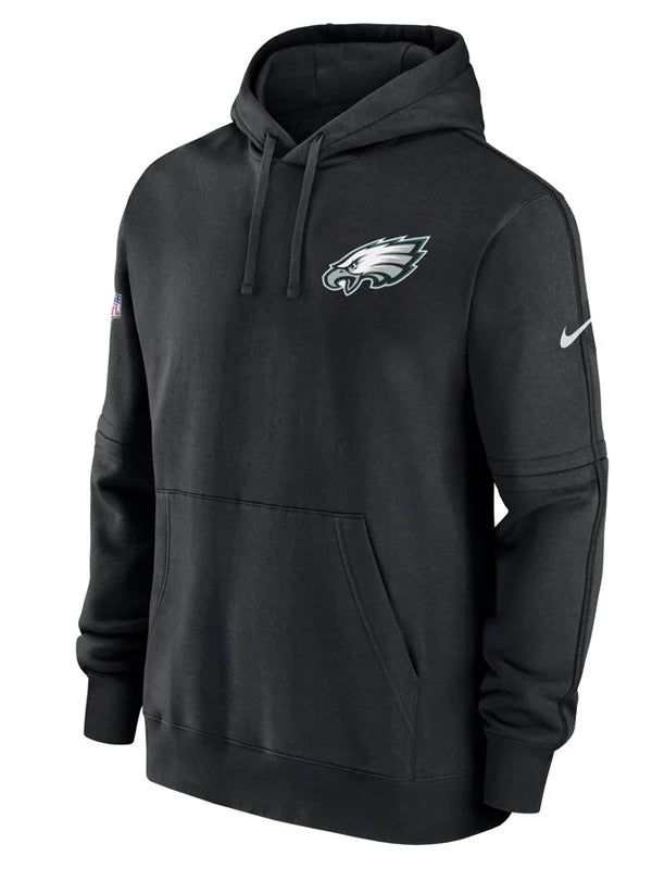 Philadelphia Eagles Black Sideline Club Pullover Hoodie