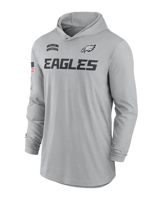 2024 Philadelphia Eagles Salute to Service Long Sleeve Hooded T-Shirt