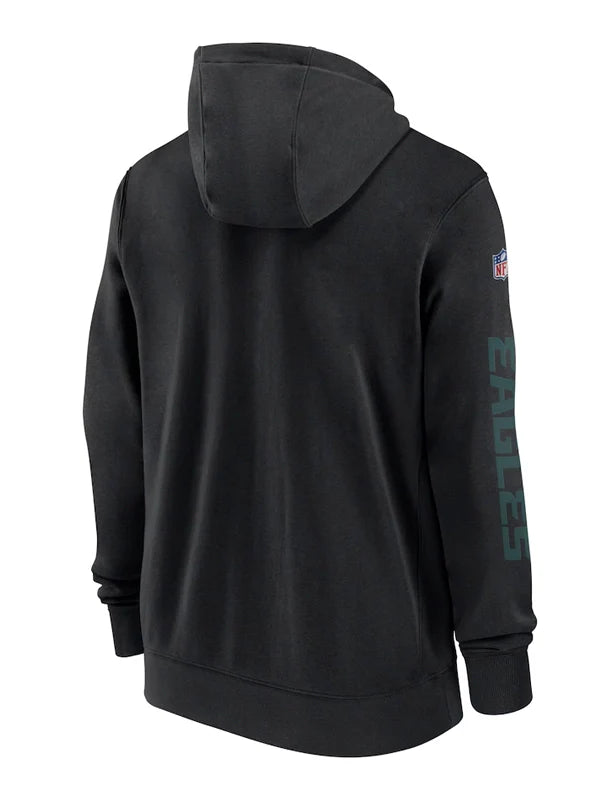 Philadelphia Eagles Black Sideline Club Full-Zip Hoodie