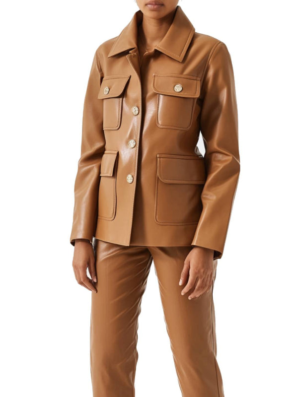 Phoebe Leather Brown Jacket - Women Leather Jacket Brown