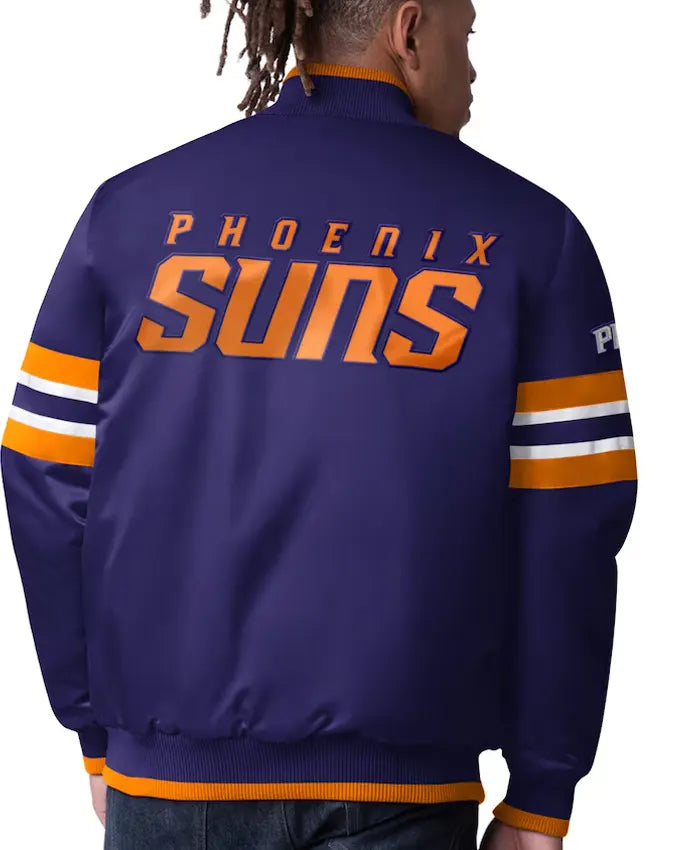 Phoenix Suns Scout Purple Satin Varsity Jacket  - Recreated