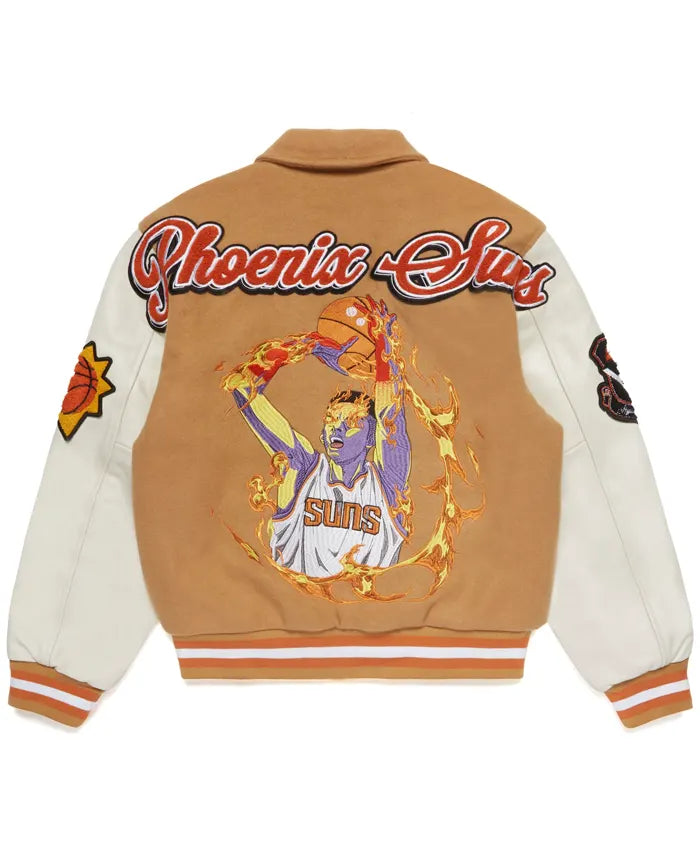 Phoenix Suns Sand Wool Varsity Jacket  - Recreated