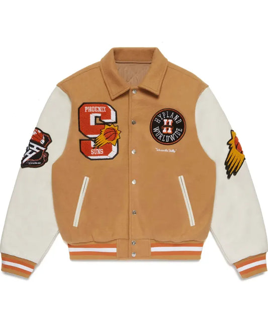 Phoenix Suns Sand Wool Varsity Jacket  - Recreated