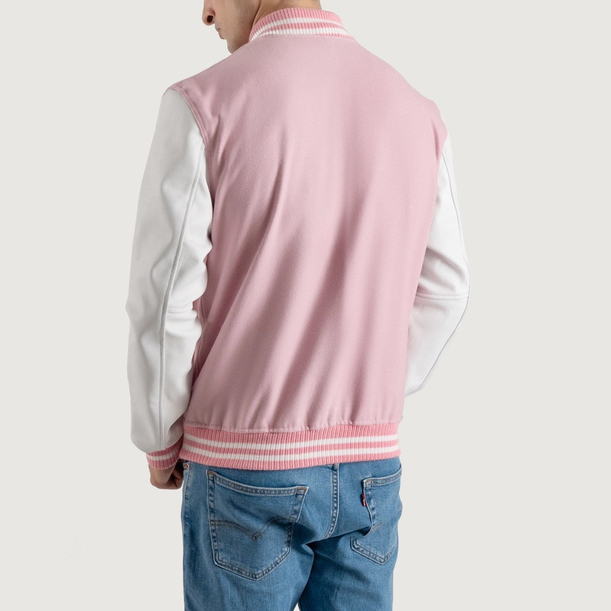 Pink and White Varsity Letterman Jacket
