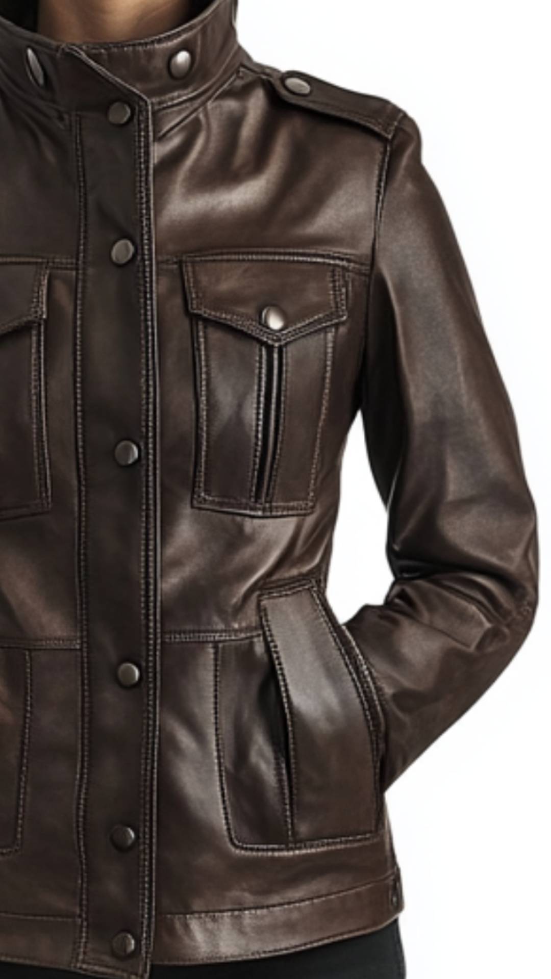 Poppy Leather Brown Jacket - Women Leather Jacket Brown