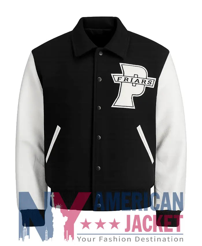 Providence College Friars 90s Black And White Varsity Jacket  - Recreated