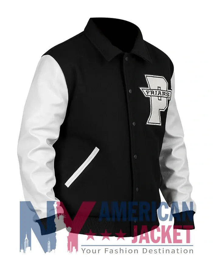 Providence College Friars 90s Black And White Varsity Jacket  - Recreated