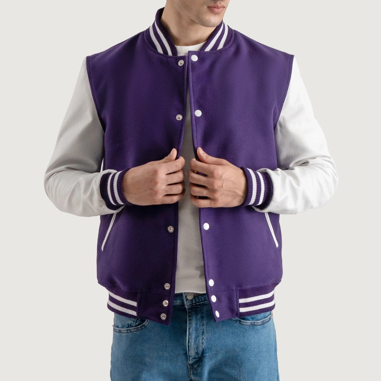 Purple and White Varsity Letterman Jacket