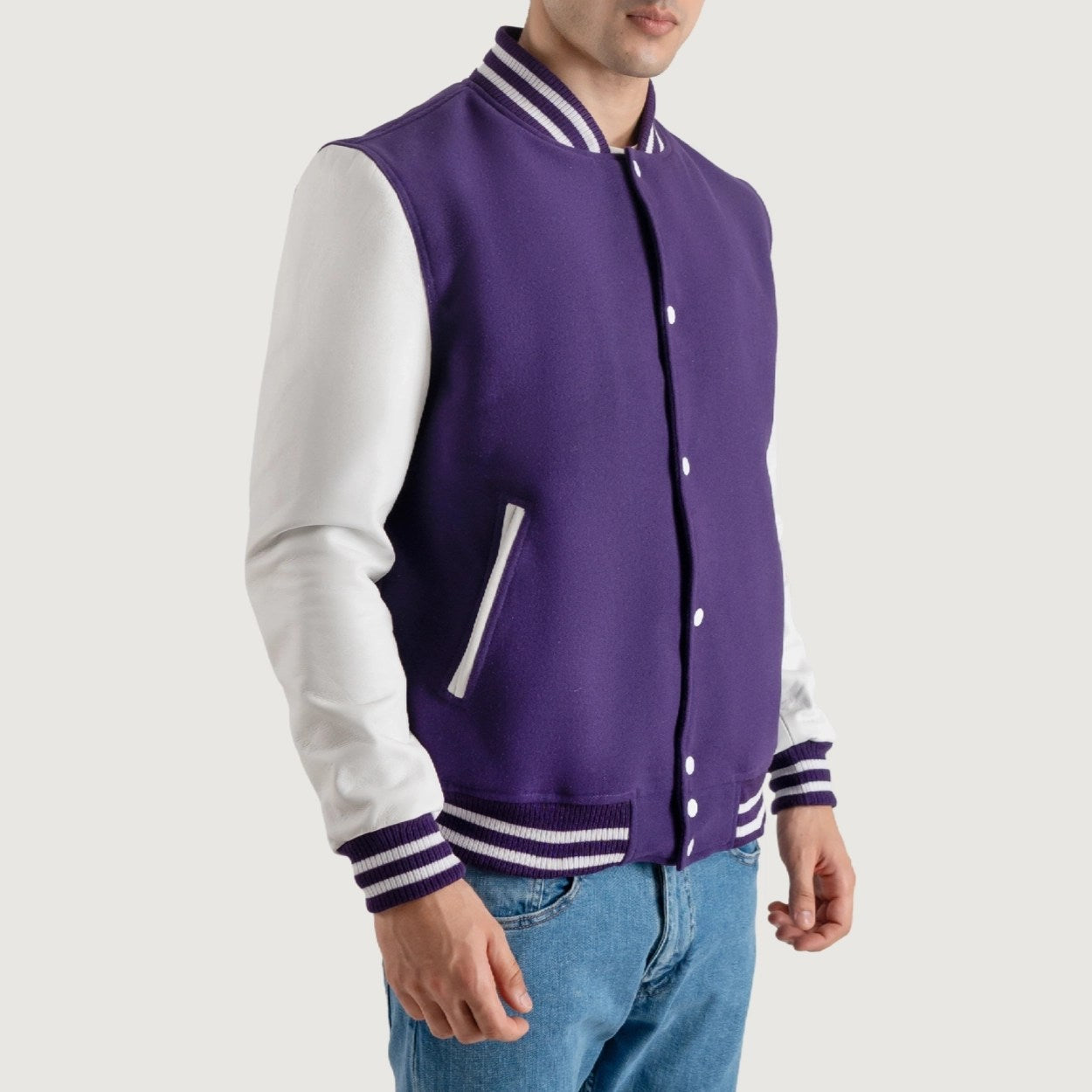 Purple and White Varsity Letterman Jacket