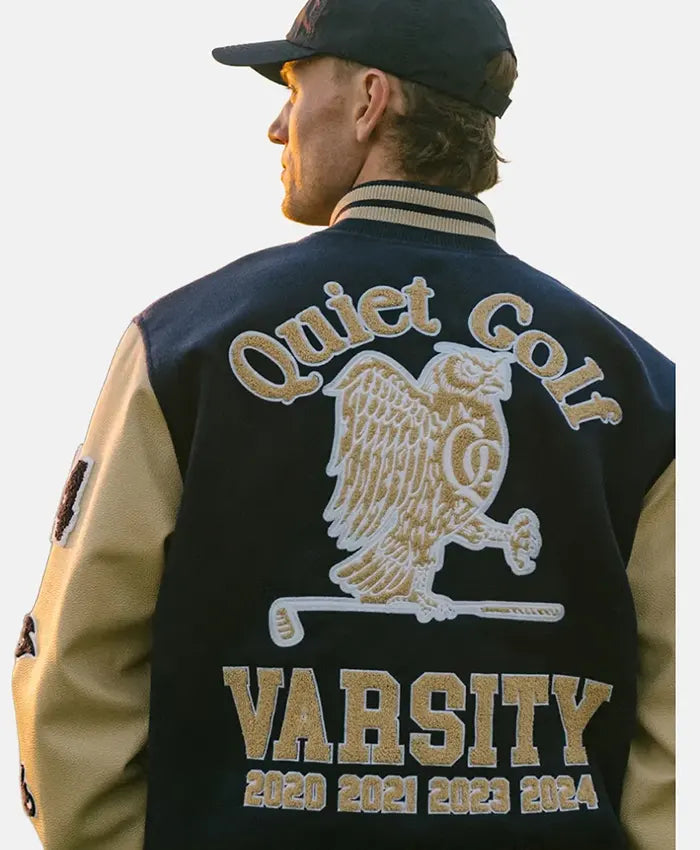Mens Quiet Golf Varsity Jacket  - Recreated