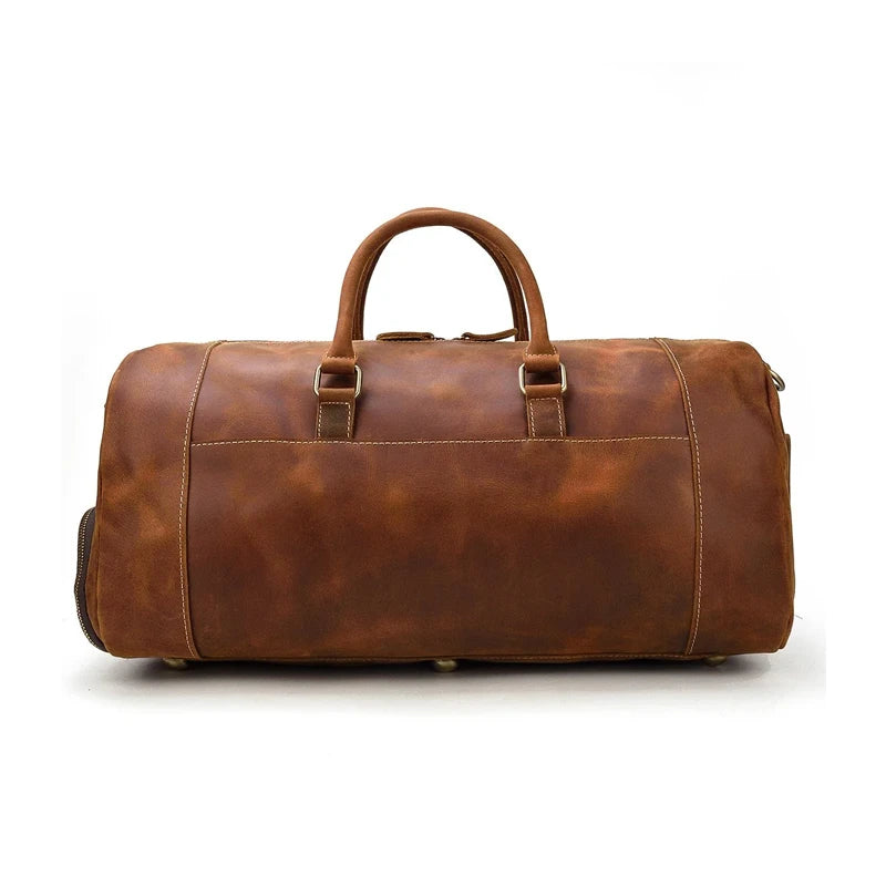 Real Brown Leather Weekender Bag