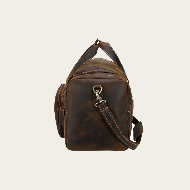 Real Leather Big Brown Duffle Bag