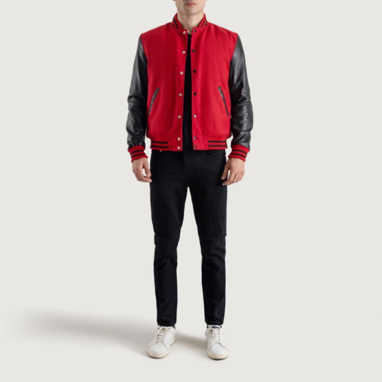 Red and Black Varsity Letterman Jacket