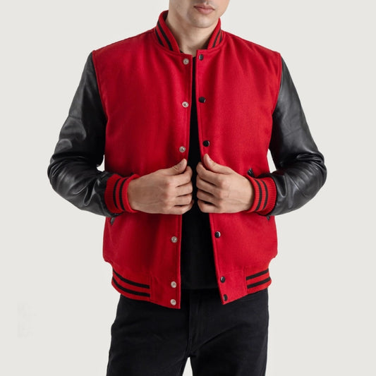 Red and Black Varsity Letterman Jacket