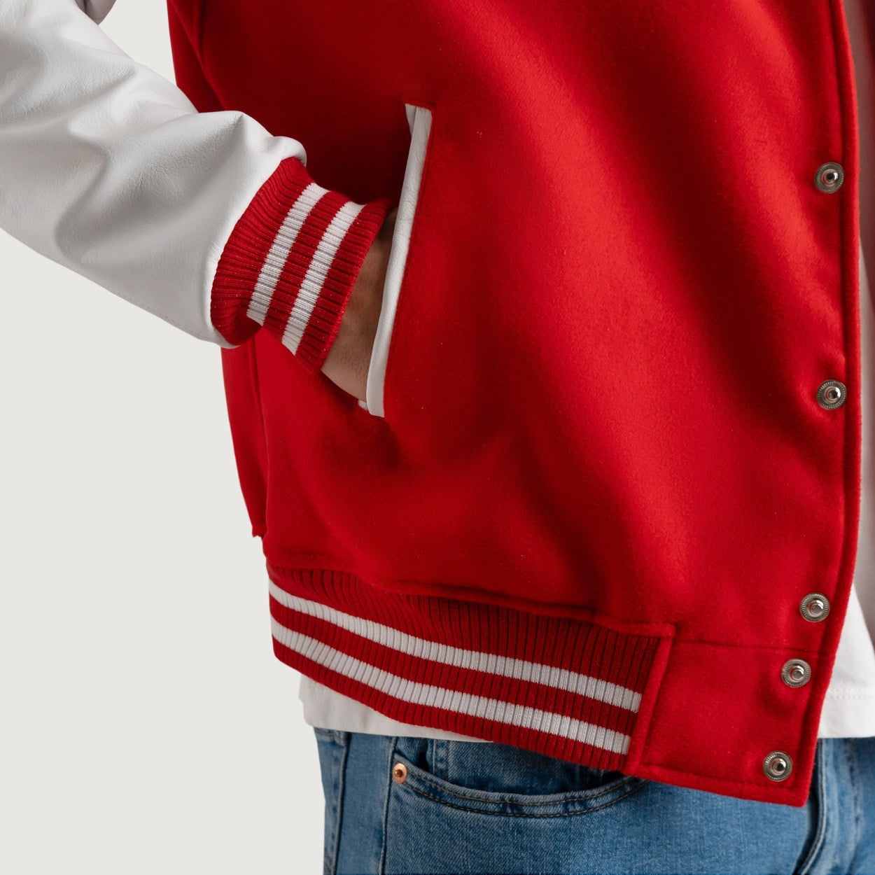 Red and White Varsity Letterman Jacket