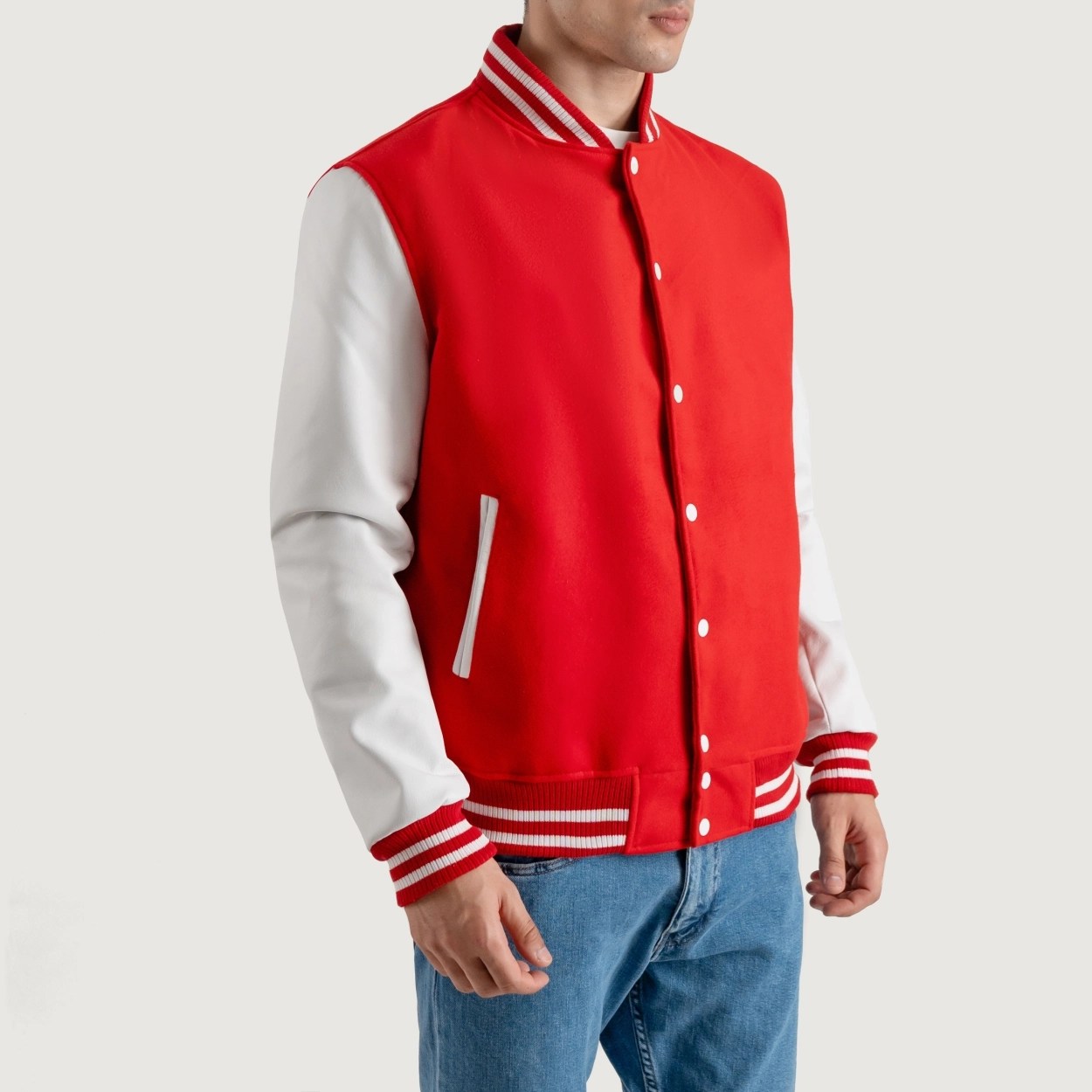 Red and White Varsity Letterman Jacket