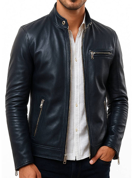 Reggie Black Leather Jacket - Men Leather Jacket Black